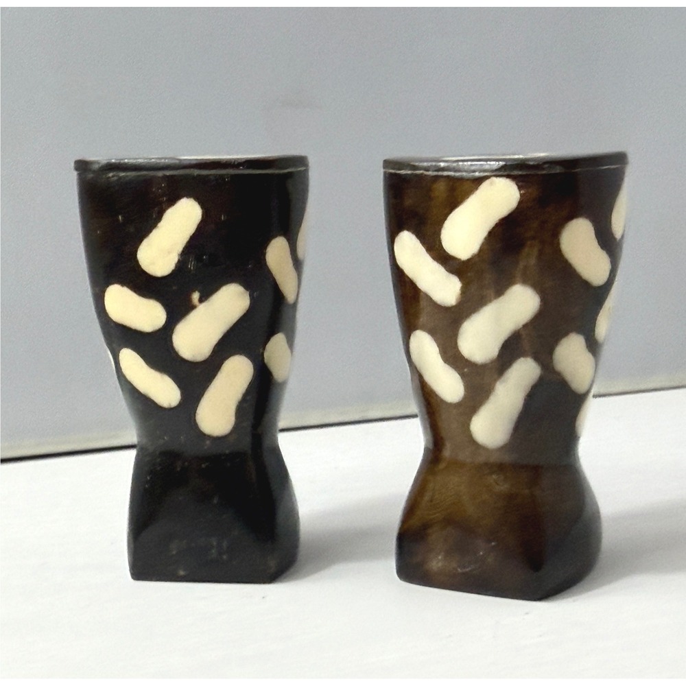 Kenyan Batik Bone Salt Pepper Shakers Set